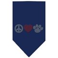 Unconditional Love Peace Love Paw Rhinestone Bandana Navy Blue large UN849261